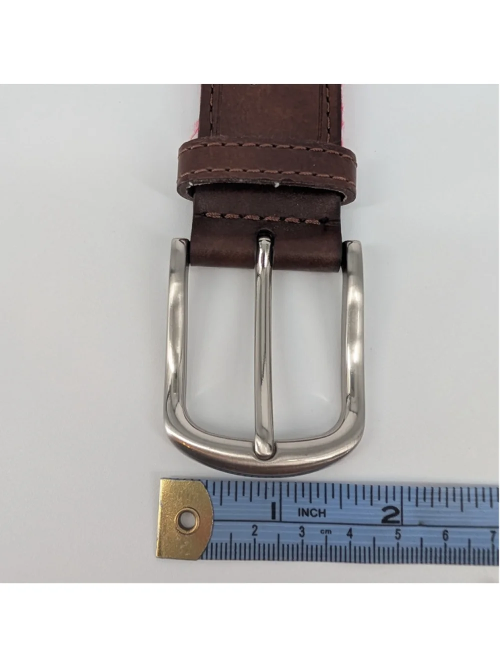 Nautica Men’s Red Webbing Belt Brown Leather Size 40 100 Preppy Golfcore Coastal
